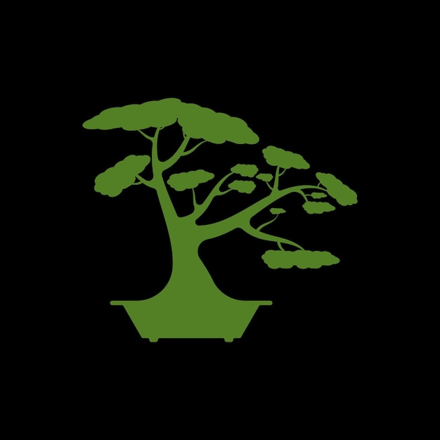 Diseño del logotipo de bonsai Mini planta pequeña japonesa Árbol silueta diseño del logotipo