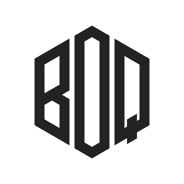 Diseño del logotipo BOQ Letra inicial BOQ Monograma Logotipo con forma de hexágono