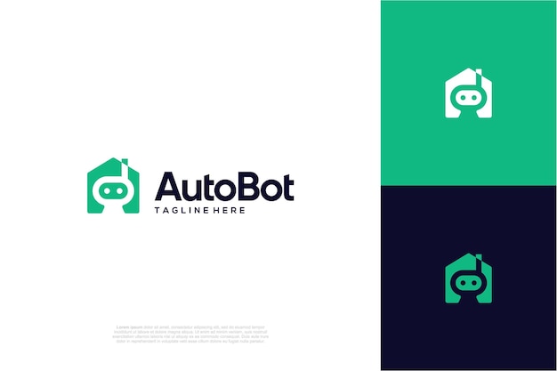 Diseño del logotipo del bot combinado con el icono simple de la casa