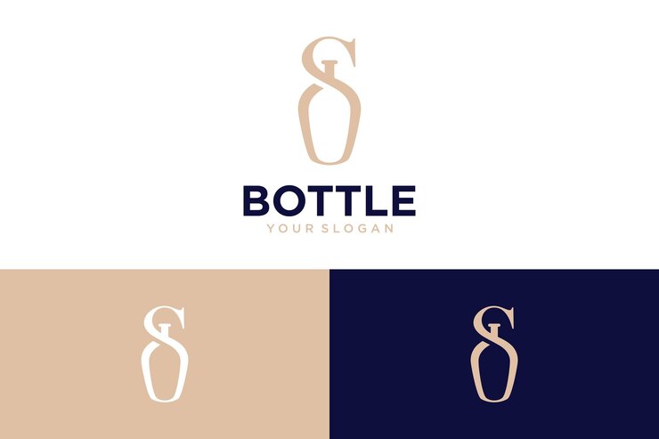 Vector diseño de logotipo de botella con letra s