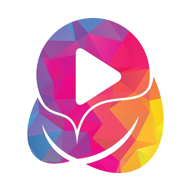 Diseño del logotipo del botón de reproducción de la hoja Ilustración vectorial del icono