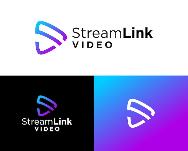 Vector diseño del logotipo del botón de transmisión de video en monograma de la letra s