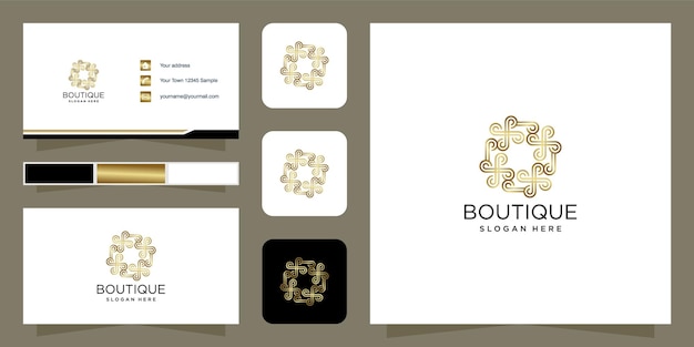 diseño de logotipo boutique color dorado hermosa plantilla