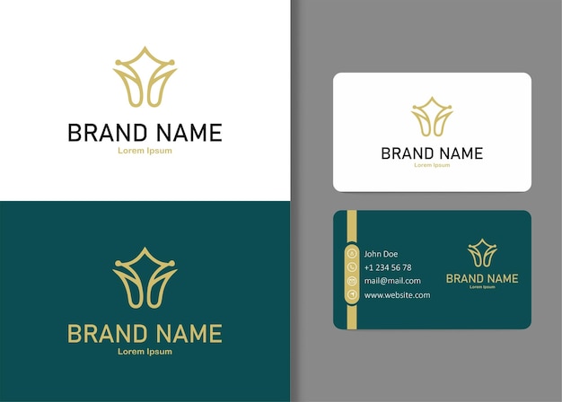 Diseño de logotipo boutique de lujo con vector de tarjeta de visita