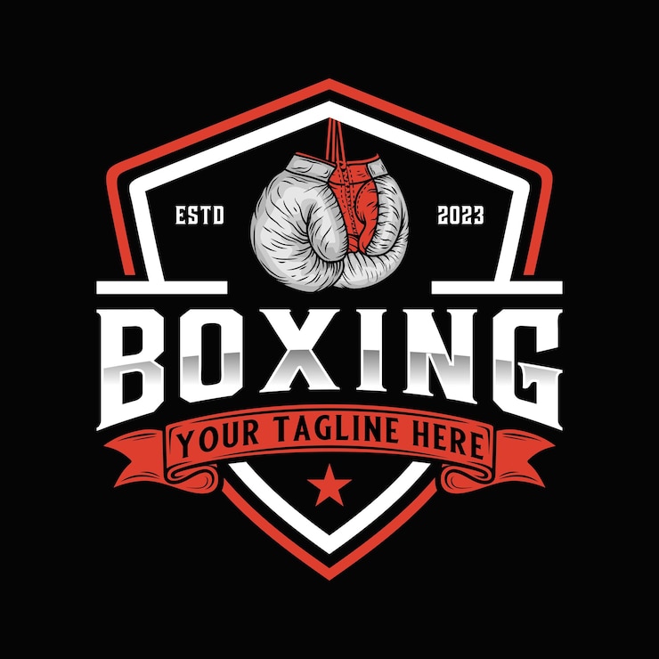 Vector diseño del logotipo del boxeo con guantes de boxeo icono para el kleb del boxeador