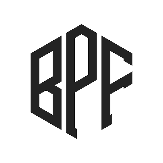 Diseño del logotipo de BPF Letra inicial Monograma de BPF Logotipo con forma de hexágono