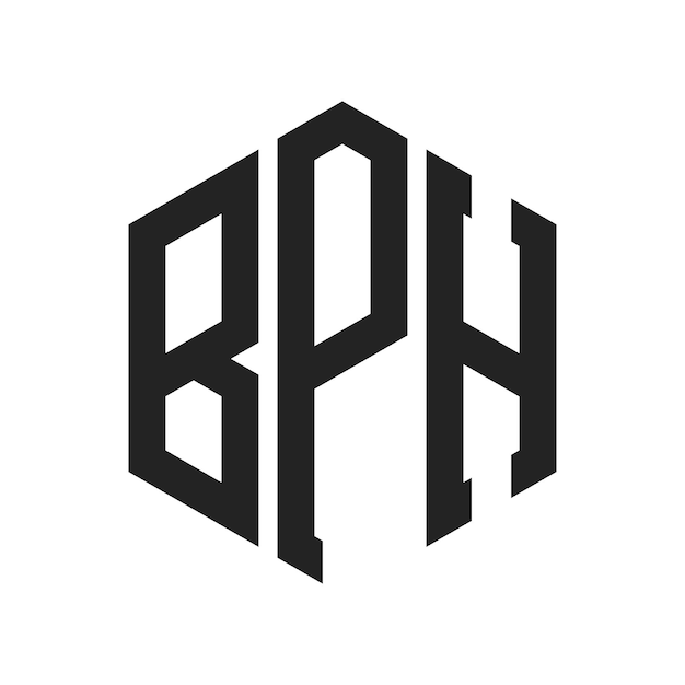 Diseño del logotipo de BPH Letra inicial BPH Monograma Logotipo con forma de hexágono