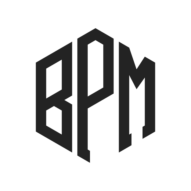 Diseño del logotipo de BPM Letra inicial BPM Monograma Logotipo con forma de hexágono