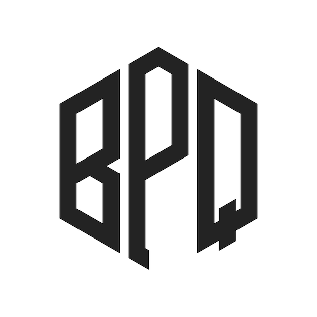 Diseño del logotipo BPQ Letra inicial BPQ Monograma Logotipo con forma de hexágono
