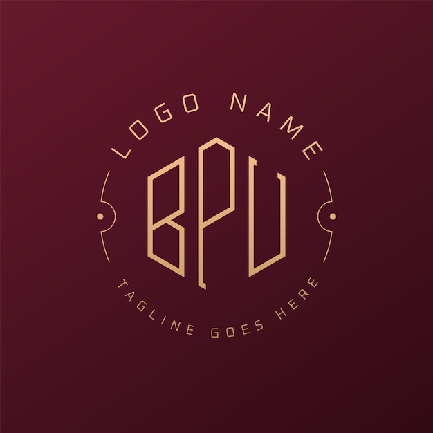 Diseño de logotipo de BPU de lujo Letra elegante Monograma de BPU Logotipo minimalista Poligono Template de diseño de logotipo BPU