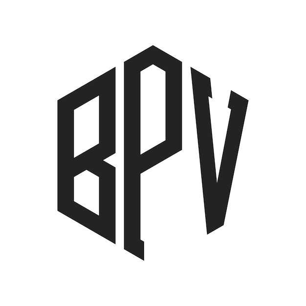 Diseño del logotipo de BPV Letra inicial Monograma de BPV Logotipo con forma de hexágono