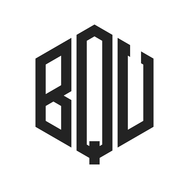 Diseño del logotipo BQU Letra inicial BQU Monograma Logotipo con forma de hexágono