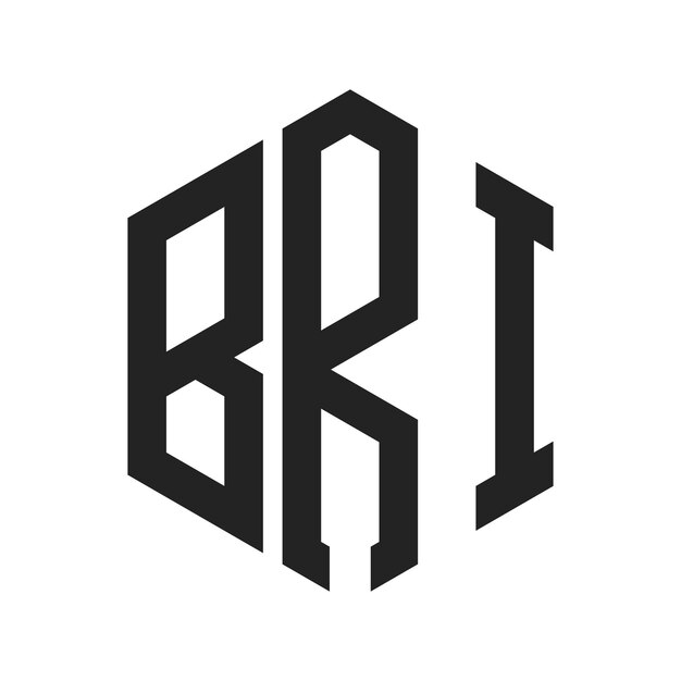 Diseño del logotipo BRI Letra inicial BRI Monograma Logotipo con forma de hexágono