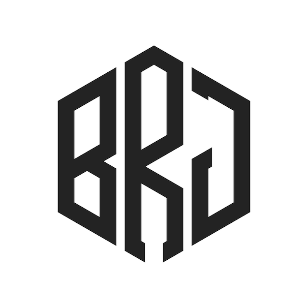 Diseño del logotipo BRJ Letra inicial BRJ Monograma Logotipo con forma de hexágono