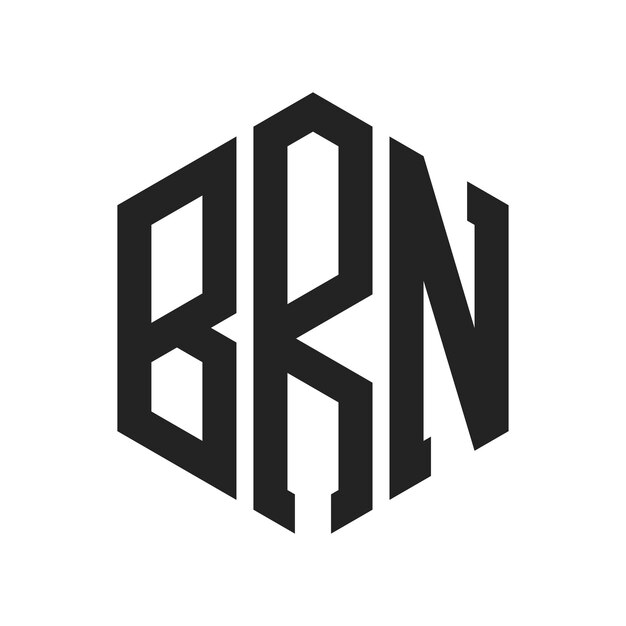 Diseño del logotipo BRN Letra inicial BRN Monograma Logotipo con forma de hexágono