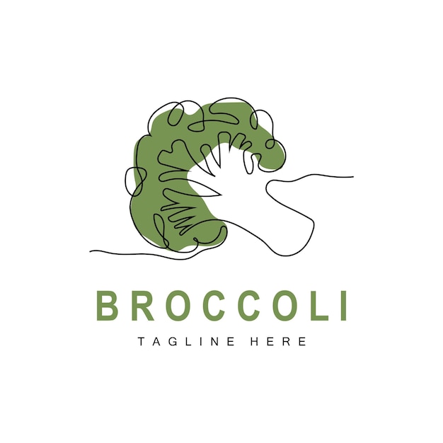 Vector diseño de logotipo de brócoli, vector vegetal verde, papel tapiz de brócoli, marca de producto de jardín de ilustración de supermercado vegetal