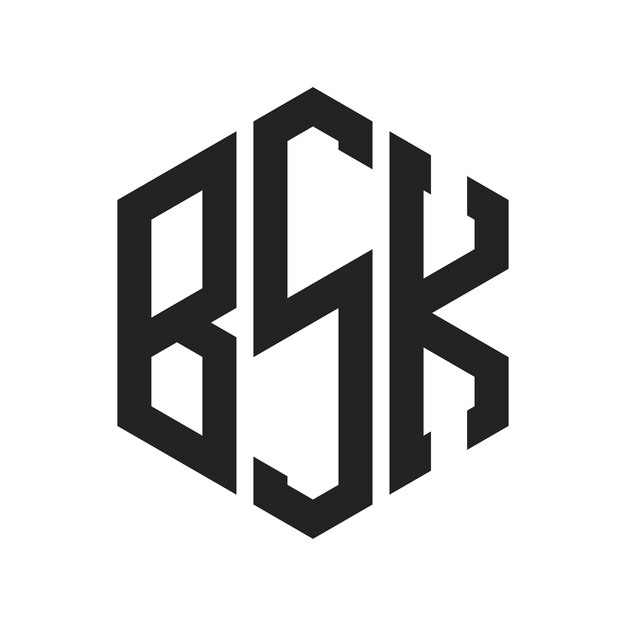 Diseño del logotipo de BSK Letra inicial Monograma de BSK Logotipo con forma de hexágono