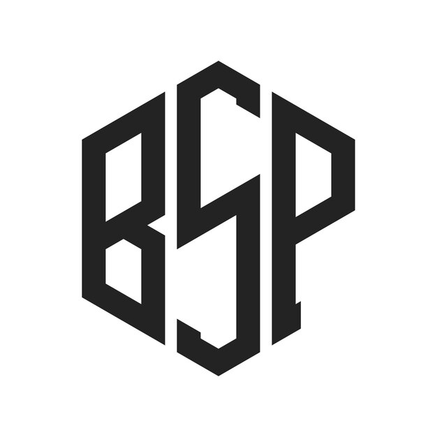 Diseño del logotipo de BSP Letra inicial Monograma de BSP Logotipo con forma de hexágono
