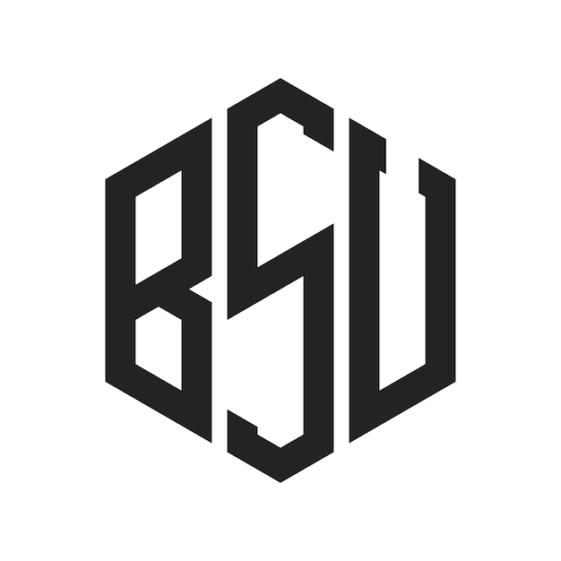 Diseño del logotipo de BSU Letra inicial Monograma de BSU Logotipo con forma de hexágono