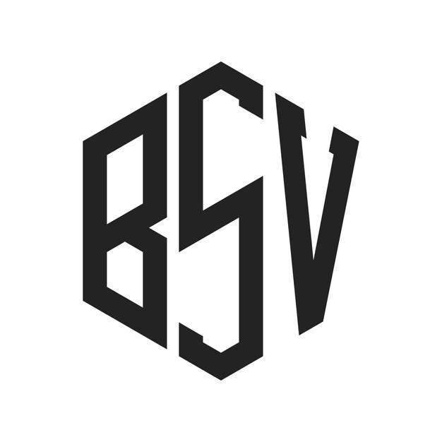 Diseño del logotipo de BSV Letra inicial Logotipo del monograma de BSV con forma de hexágono