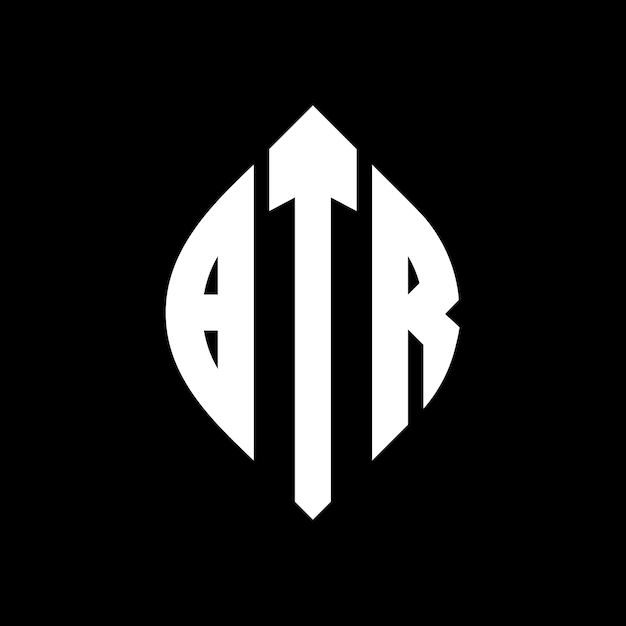 El diseño del logotipo de BTR con letras de círculo y forma de elipse BTR letras de elipse con estilo tipográfico Las tres iniciales forman un logotipo de círculo BTR círculo emblema monograma abstracto letra marca vector