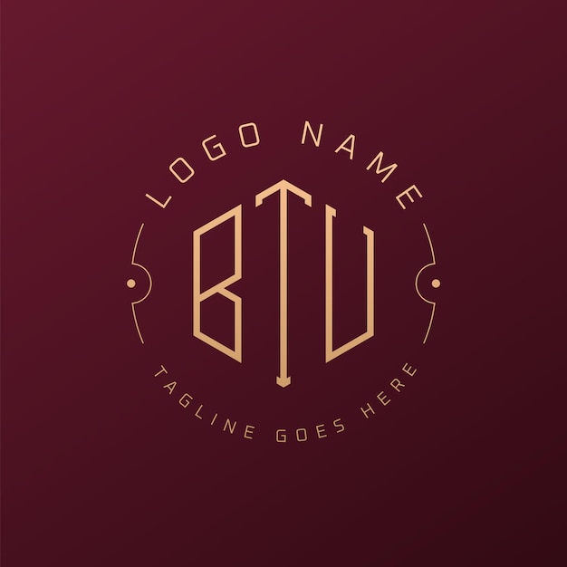 Diseño de logotipo de BTU de lujo Letra elegante BTU Monograma Logotipo minimalista Poligono Plantilla de diseño de logotipo BTU