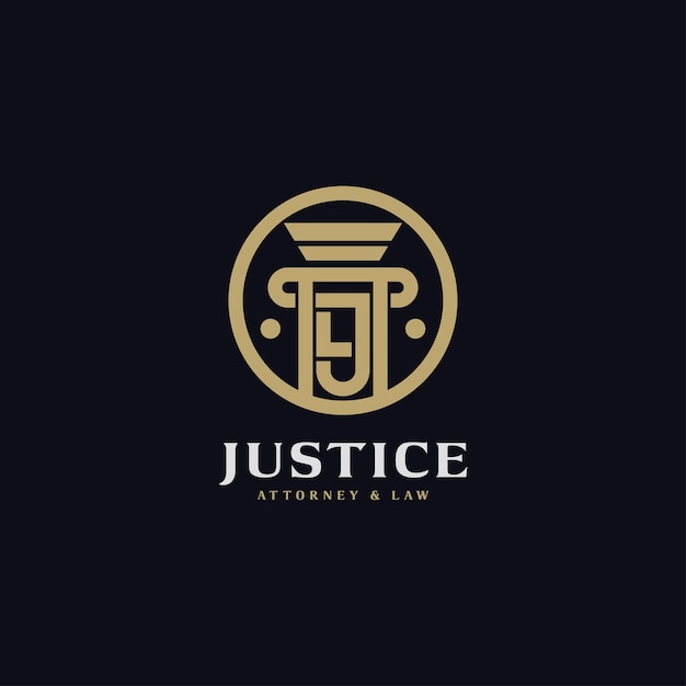 Vector diseño de logotipo de bufete de abogados con estilo de arte de línea inicial jal para justicia abogado ley