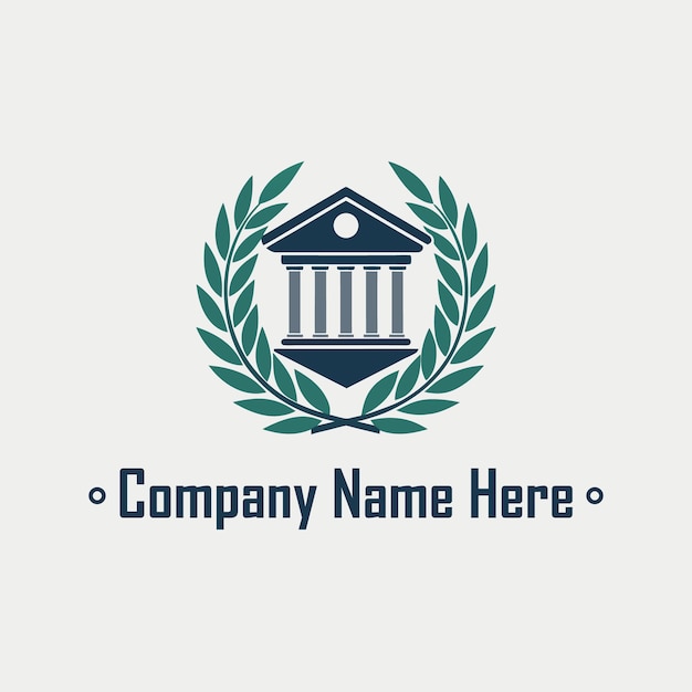Diseño del logotipo del bufete de abogados Palacio de Justicia y Emblema de la corona de laurel