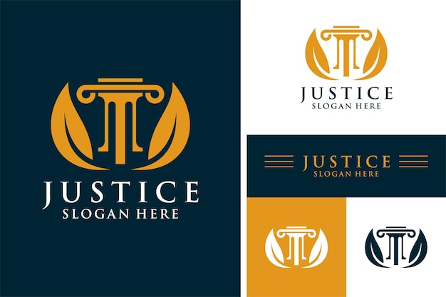 Diseño del logotipo del bufete de abogados Vector Inspiración de la escala de justicia y la plantilla del icono de la hoja