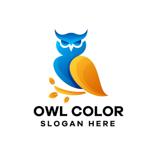 Diseño de logotipo búho degradado