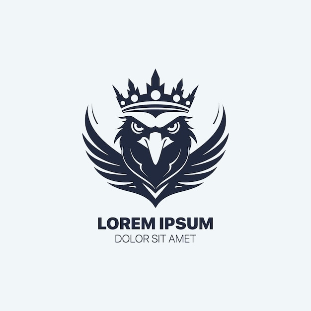 Diseño de logotipo de búho con ilustración de vector de plantilla de logotipo de corona