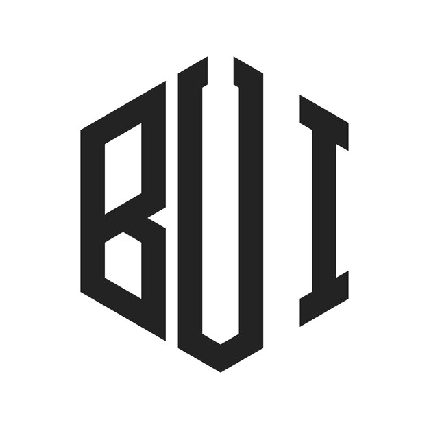 Diseño del logotipo BUI Letra inicial BUI Monograma Logotipo con forma de hexágono