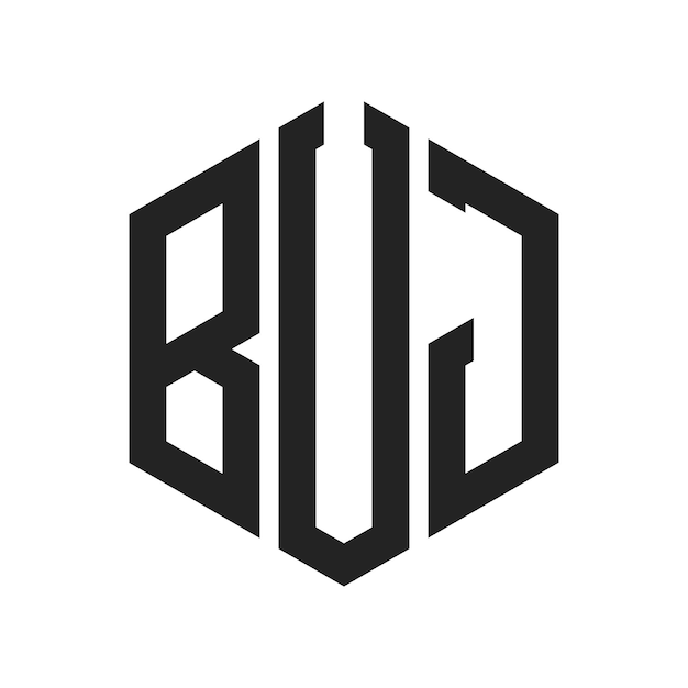 Diseño del logotipo de BUJ Letra inicial BUJ Monograma Logotipo con forma de hexágono