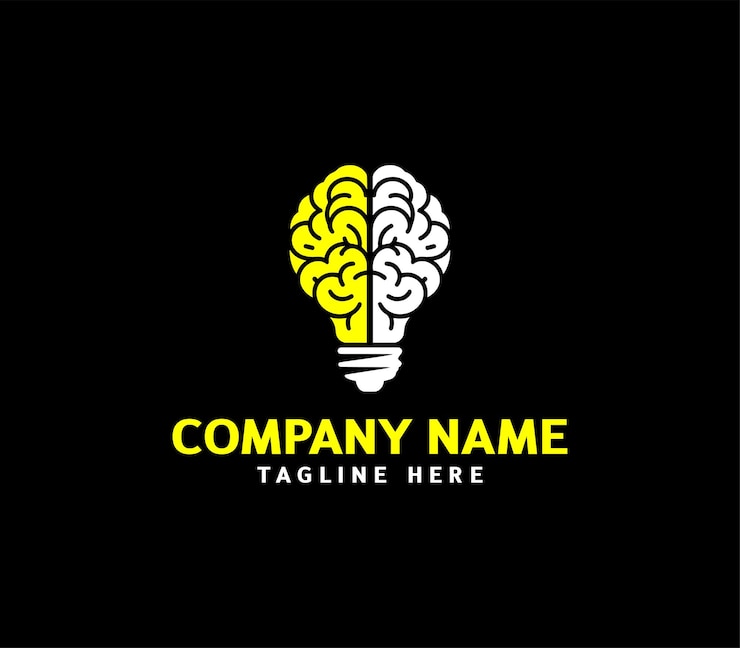 Diseño del logotipo del bulbo cerebral Logotipo moderno del bulbo del cerebro Inteligencia Logotipo Diseño de logotipo de idea creativa Vector