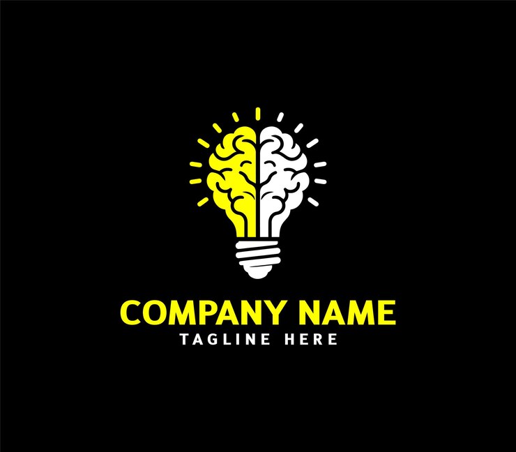 Diseño del logotipo del bulbo cerebral Logotipo moderno del bulbo del cerebro Inteligencia Logotipo Diseño de logotipo de idea creativa Vector