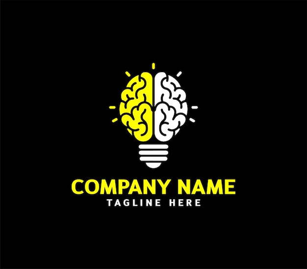 Diseño del logotipo del bulbo cerebral Logotipo moderno del bulbo del cerebro Inteligencia Logotipo Diseño de logotipo de idea creativa Vector