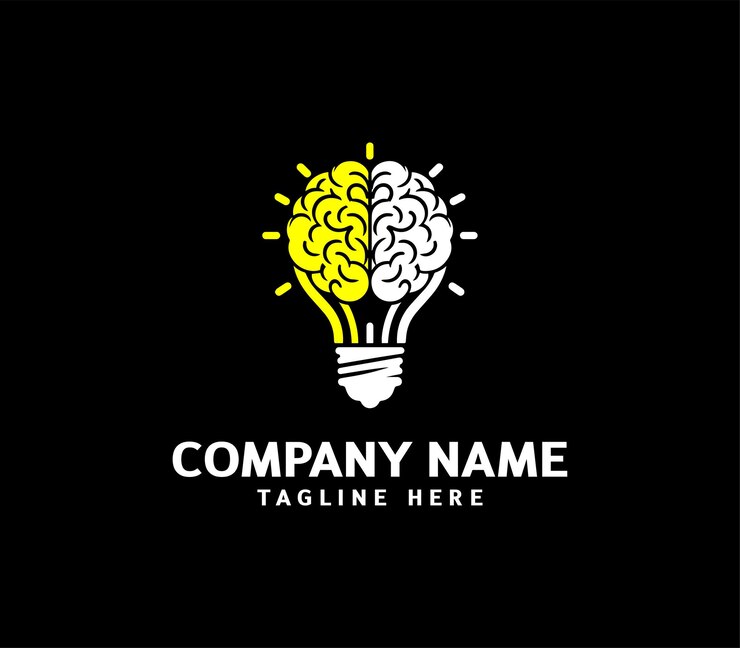 Diseño del logotipo del bulbo cerebral Logotipo moderno del bulbo del cerebro Inteligencia Logotipo Diseño de logotipo de idea creativa Vector
