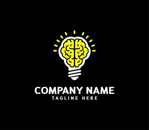Diseño del logotipo del bulbo cerebral Logotipo moderno del bulbo del cerebro Inteligencia Logotipo Diseño de logotipo de idea creativa Vector
