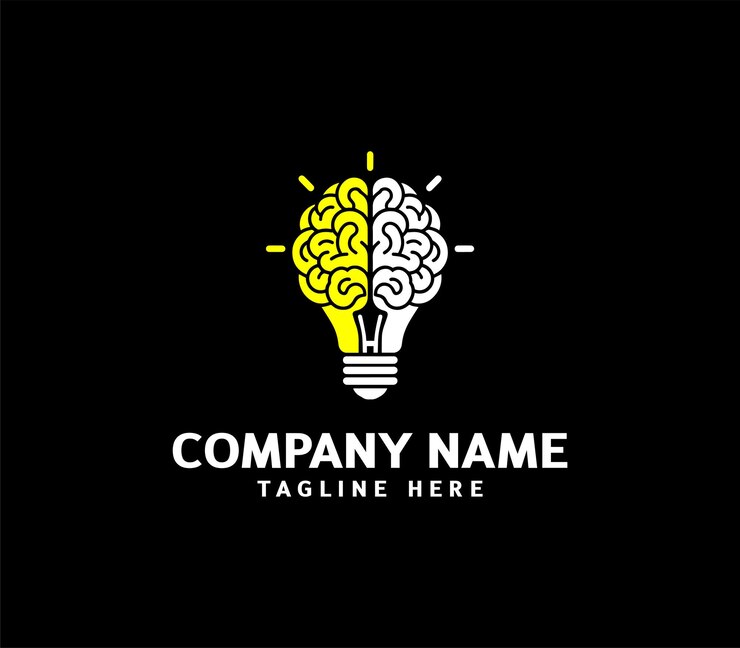 Diseño del logotipo del bulbo cerebral Logotipo moderno del bulbo del cerebro Inteligencia Logotipo Diseño de logotipo de idea creativa Vector
