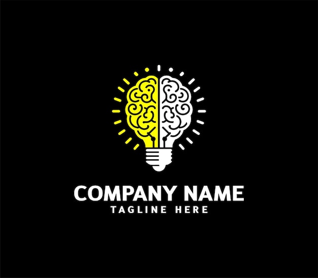 Diseño del logotipo del bulbo cerebral Logotipo moderno del bulbo del cerebro Inteligencia Logotipo Diseño de logotipo de idea creativa Vector