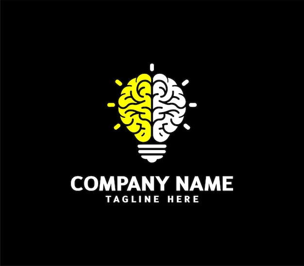 Diseño del logotipo del bulbo cerebral Logotipo moderno del bulbo del cerebro Inteligencia Logotipo Diseño de logotipo de idea creativa Vector