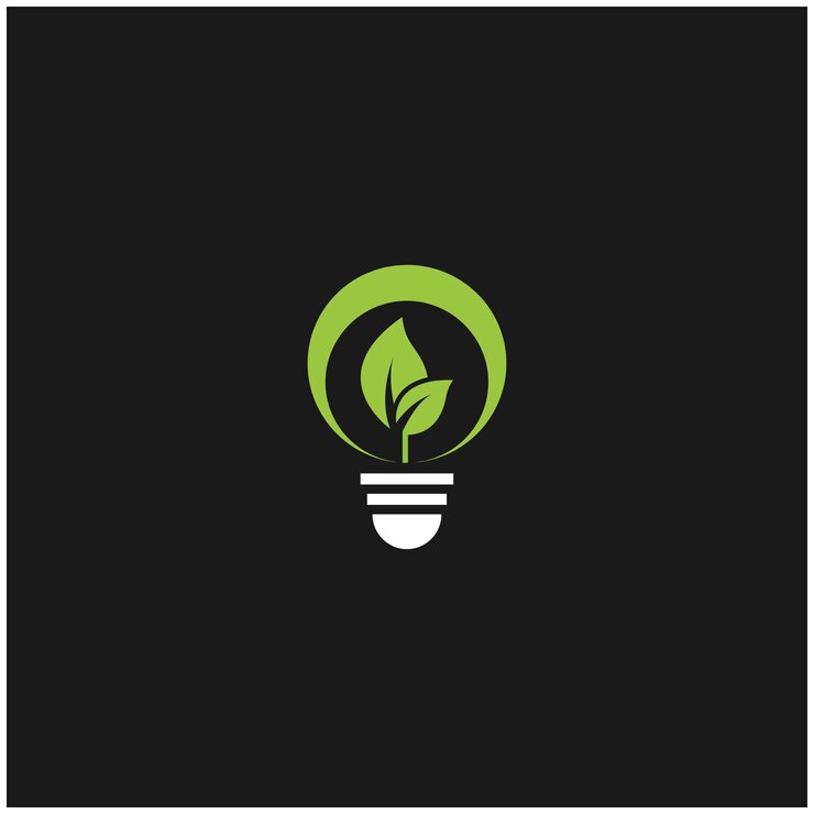 Diseño de logotipo de bulbo vectorial libre con hojas
