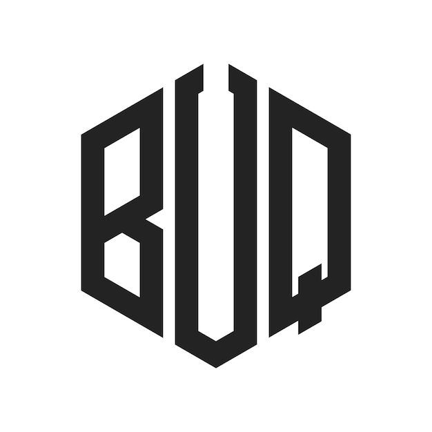 Diseño del logotipo BUQ Letra inicial BUQ Monograma Logotipo con forma de hexágono