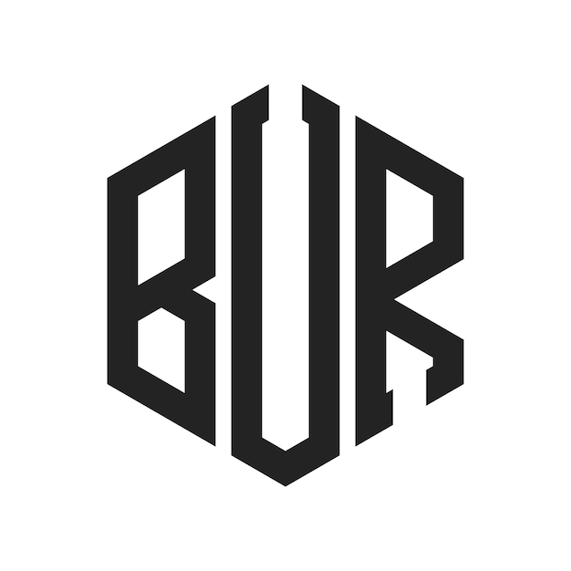 Diseño del logotipo BUR Letra inicial BUR Monograma Logotipo con forma de hexágono