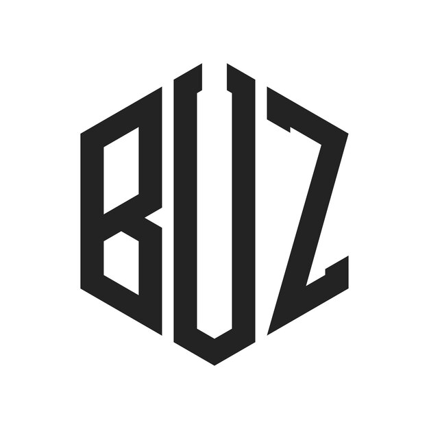 Diseño del logotipo BUZ Letra inicial BUZ Monograma Logotipo con forma de hexágono