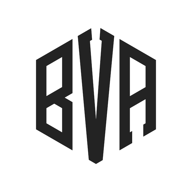 Diseño del logotipo BVA Letra inicial BVA Monograma Logotipo con forma de hexágono