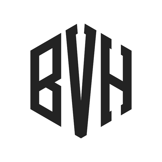 Diseño del logotipo de BVH Letra inicial Monograma de BVH Logotipo con forma de hexágono