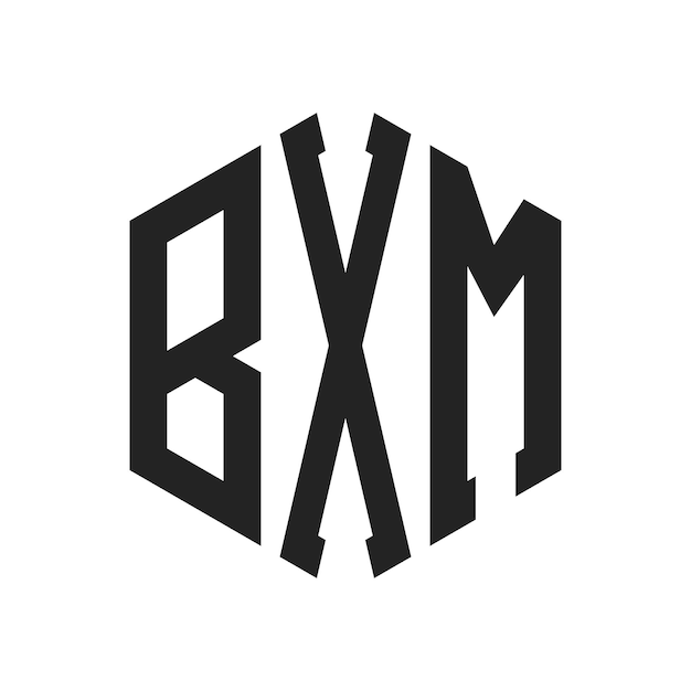 Diseño del logotipo de BXM Letra inicial BXM Monograma Logotipo con forma de hexágono