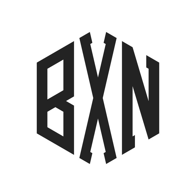 Diseño del logotipo de BXN Letra inicial BXN Monograma Logotipo con forma de hexágono