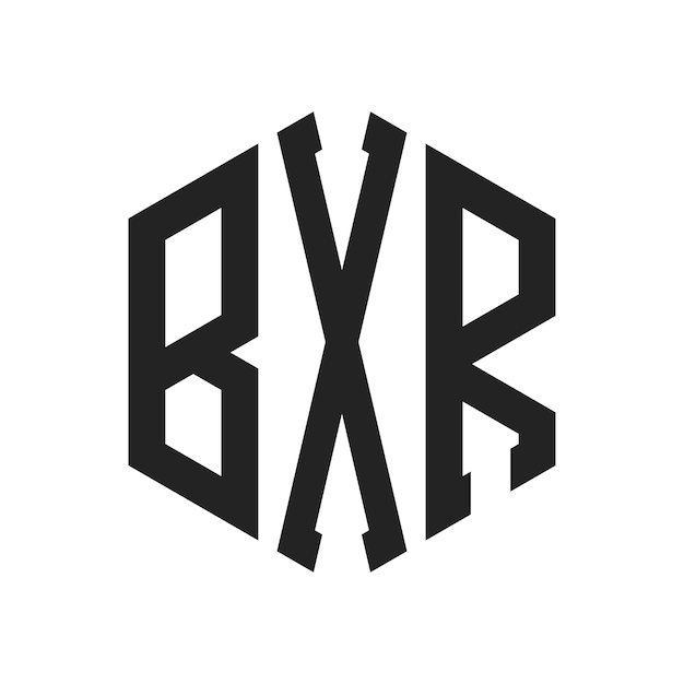 Diseño del logotipo BXR Letra inicial BXR Monograma Logotipo con forma de hexágono